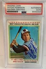 BROOKS ROBINSON Signed 1978 Topps Record Breaker Card - PSA/DNA Certified - HOF