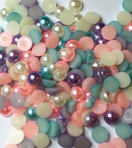Mixed size and colour flatback half pearls, FREE P&P - multibuy discount - Picture 8 of 13