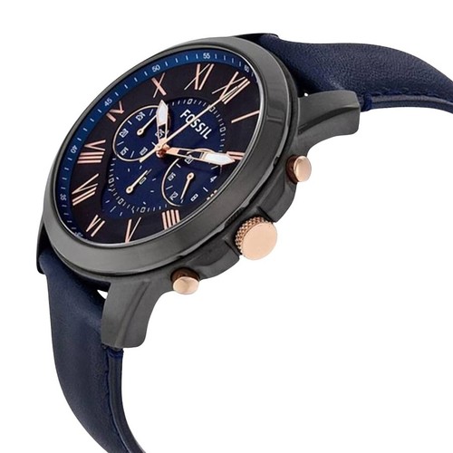 Fossil Grant Chronograph Black and Blue Dial Blue Leather FS5061 Men's Watch - Picture 2 of 2