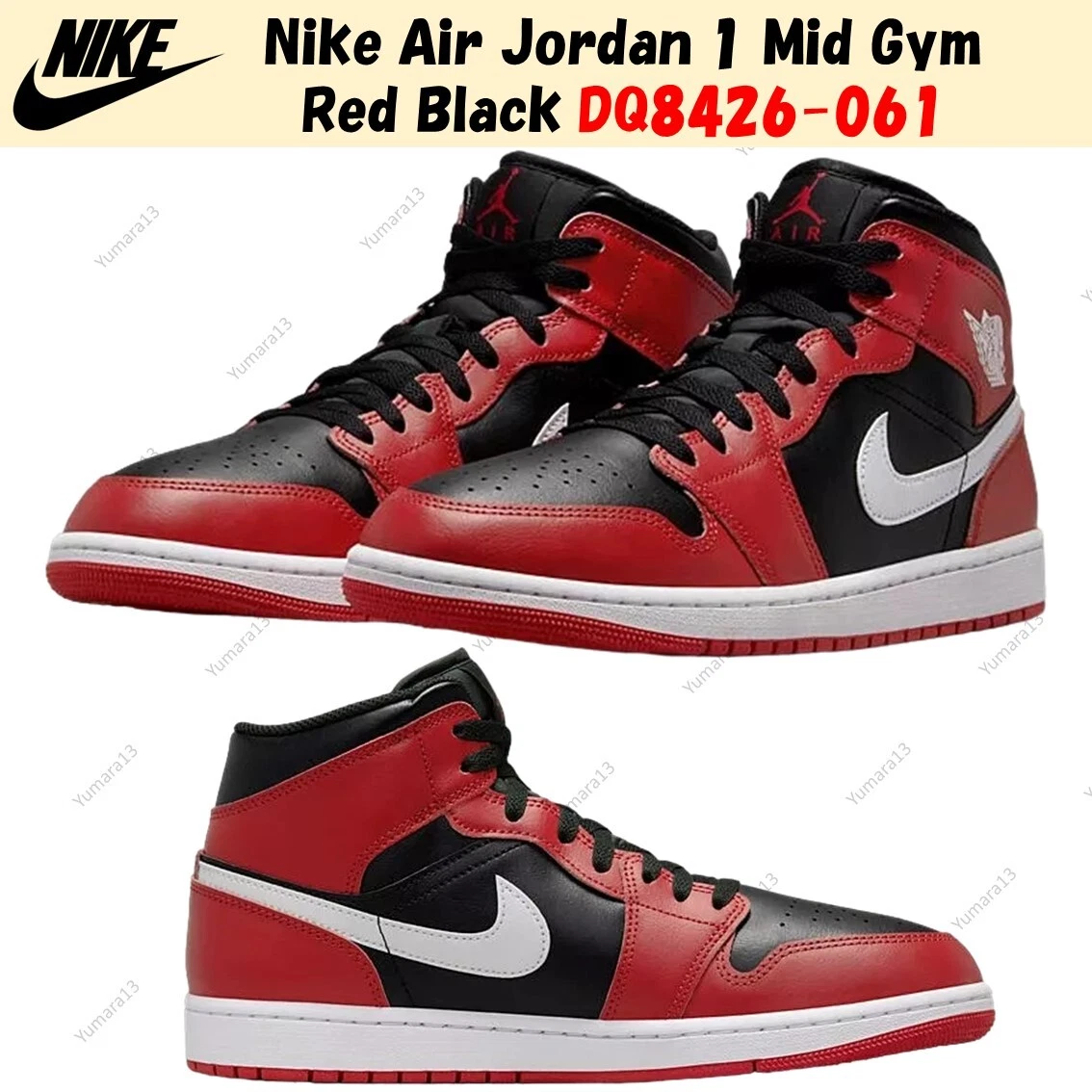 Jordan 1 Mid Black Red | eBay