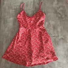 Forever 21 Mini Babydoll Dress Womens Small Floral Red Cowgirl Grunge Cottage