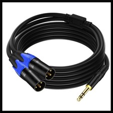Black 10ft 1/4 Inch TRS To Dual XLR Male Audio Cable - Professional Microphon...
