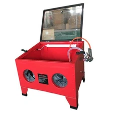25 Gallon Bench Top Sandblast Cabinet Air Sand Blaster w/Gun Steel Red