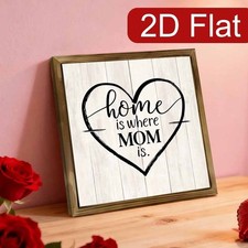Home Is Where Mom Is Heart Wooden Plaque Mother's Day Gift Rustic Home Decor