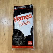 Vintage 1992 HANES 3 Pack of Mens White Briefs Underwear Size 40 NOS