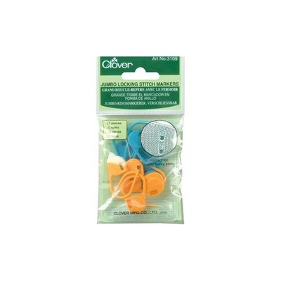 Clover 3109 Jumbo Locking Stitch Markers, blue, orange Clear