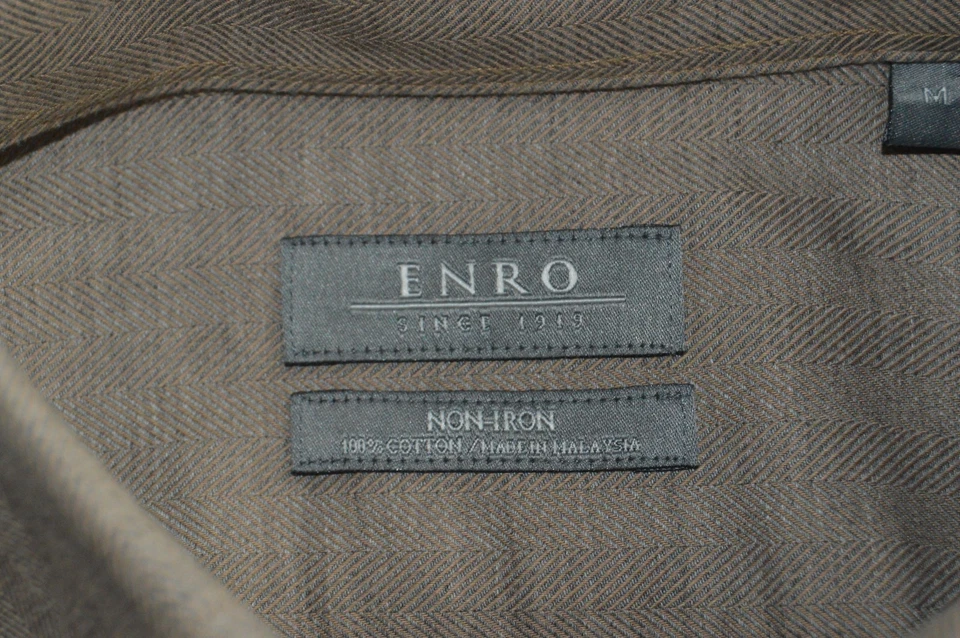 Camisa de vestir Enro para hombre manga larga marrón algodón bolsillo medio Foto 4 de 4
