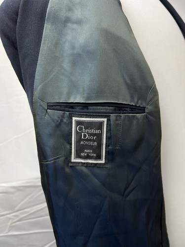 Christian Dior Monsieur Vintage Men's 42L Navy Blue Double Breasted Blazer - Picture 2 of 3