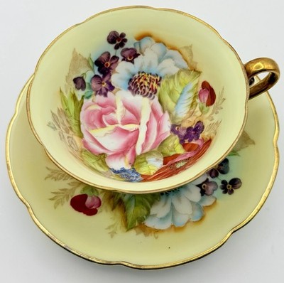 Vintage Hand Painted Occupied Japan Bailey Rose Style Cup & Saucer Gold Teacup 2