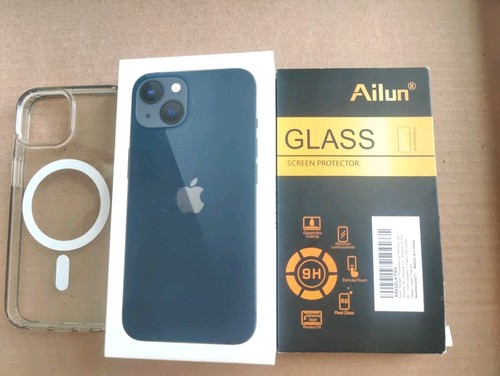 Apple iPhone 13 128GB Midnight Unlocked + Case & Glass Screen Protector Bundle