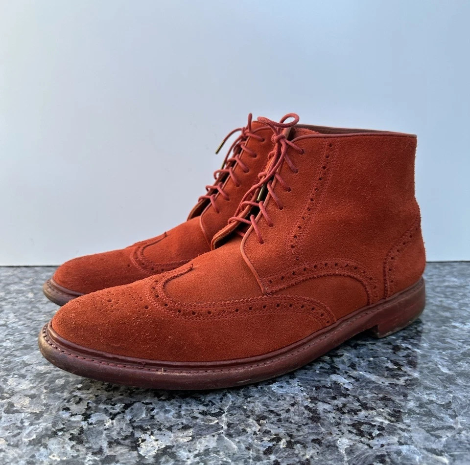 FLORSHEIM by DUCKIE BROWN Mens 11.5 D Leather Wingtip Boots Red - Image 2 of 4