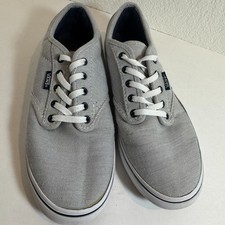 Vans Atwood Low Lace Up Skate Canvas Micro Stripe Navy  White Shoes Womens 7