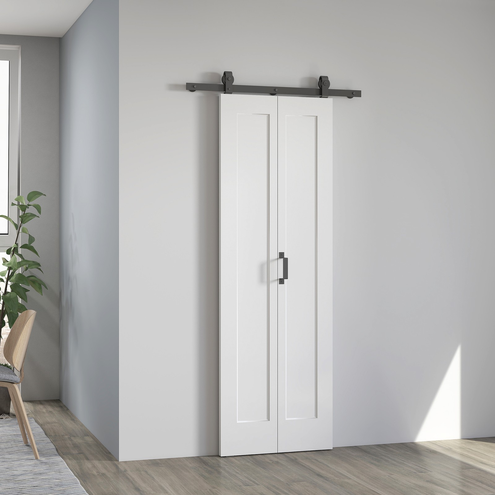 HOMCOM Porta a Libro Pieghevole con Superficie Verniciabile 70x210 cm Bianco foto 2