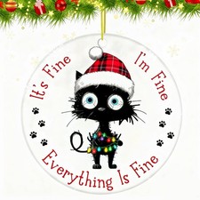 Cat Christmas Ornaments 2025, Black Back Santa