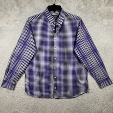 Nick Graham Button Up Mens Large Purple Gingham Plaid Modern Fit Shirt