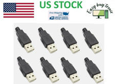 8pcs USB 2.0 Type A Male 4 Pin Plug Socket Connector with Black Plastic Cover