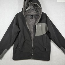 The North Face Jacket Boys XL 18-20 Black Gray Fleece Hooded Full Zip Lined