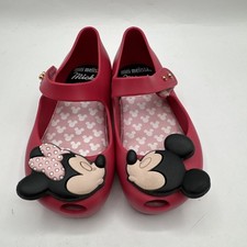 Mini Melissa + Disney Mickey & Minnie Besando Mary Jane Zapatos Rosa Niñas Talla 8