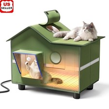 Spacious Cat Shelter Waterproof Outdoor Heated Pad Magnetic Closure Easy Setup