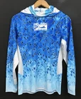 New PELAGIC Women's Exo-Tech Performance Hooded Fishing Shirt Dorado Blue Size M