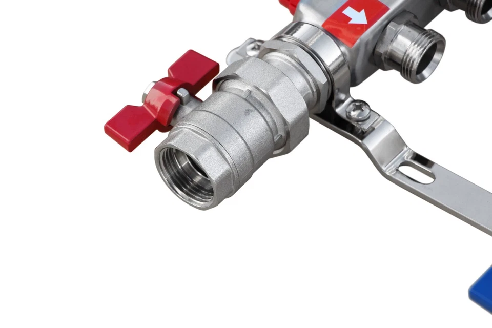 Distribuidor de circuito de calefacción acero inoxidable calefacción por suelo radiante ventilador indicador de flujo 2-12 - Imagen 2 de 4