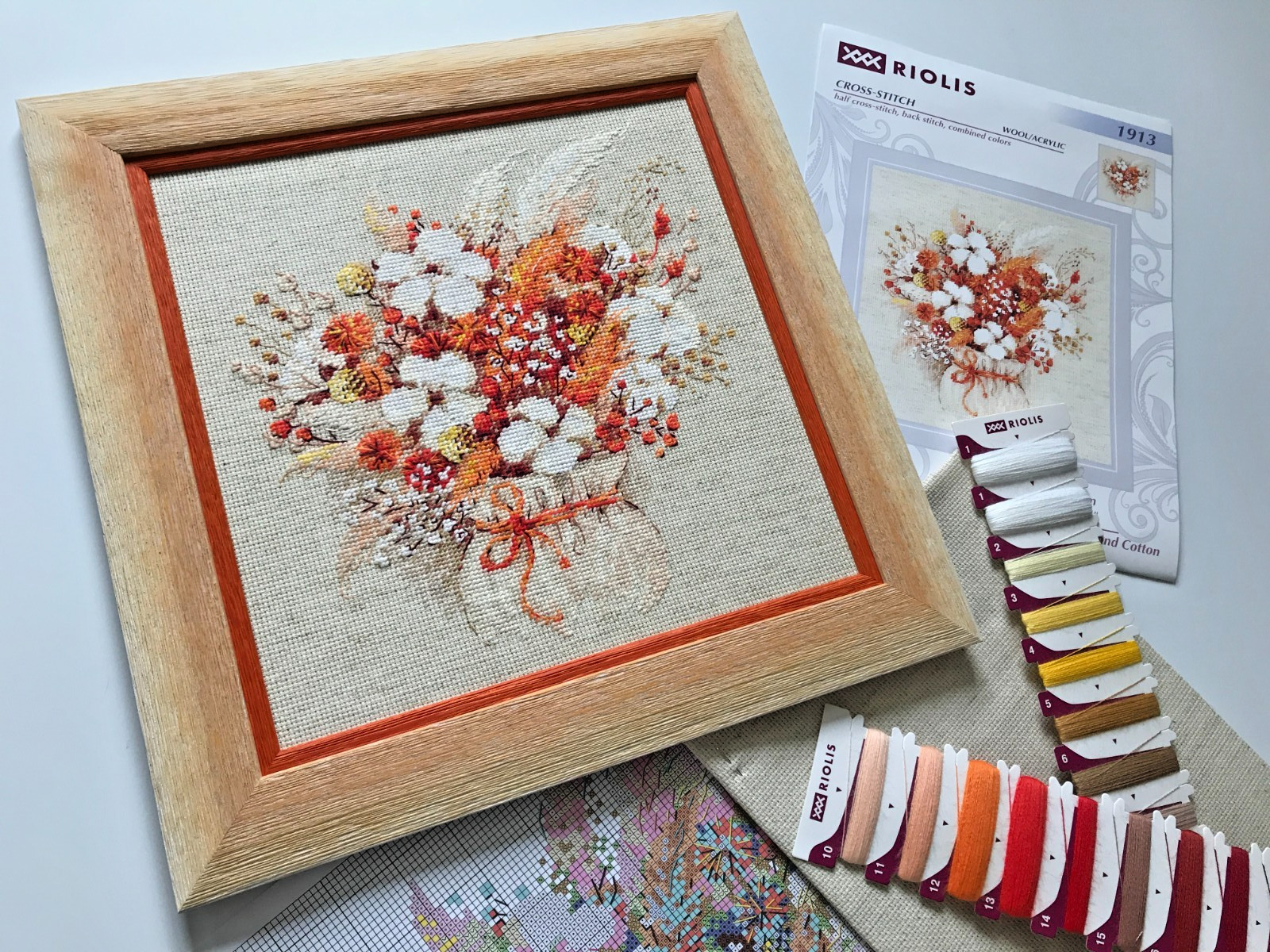 RIOLIS Counted Cross Stich Kit 1913 Bouquet with Lagurus and Cotton, Soft Blooms