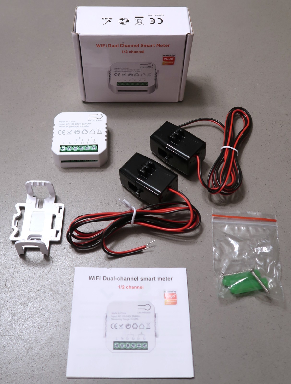 Tuya WIFI Smart Energy Meter AC100-240V CT Clamp App Control 80A Power Monitor E