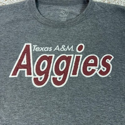 Texas A&M Aggies Shirt Mens Large Gray NCAA Football 47 Brand Tee