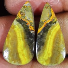 23.35 CT Natural Bumble Bee Jasper Pair Pear Cabochon Gemstone 12x25x4 mm GT-182