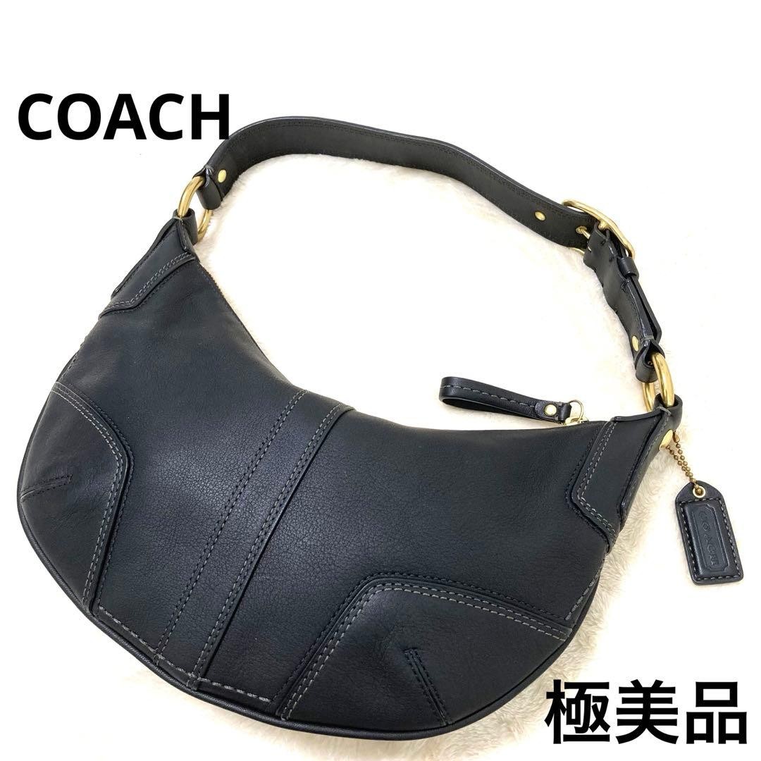 Coach 11372 Vintage Accessory Pouch Hand Bag Black Leather Used 