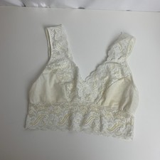 Victoria's Secret Bralette Bra Beige Lace Floral Sz M Vtg Gold Label Pre Owned