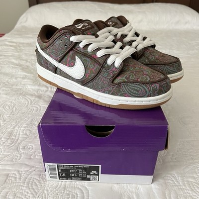 Nike SB Dunk Low Pro Paisley Brown Shoes Size 6