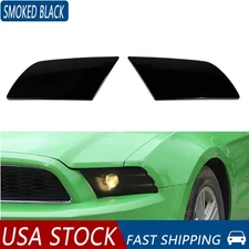 Smoked Black Front Headlight Lamp Decor Cover Trim Bezels For Ford Mustang 10-14