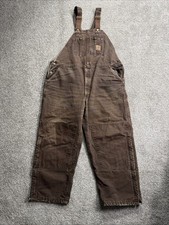 Vintage Carhartt Dark Brown Black Lined Men s Bib Overalls 42x30