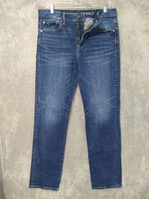 American Eagle Jeans Mens 30x34 Blue Denim Relaxed Straight Leg Flex Stretch