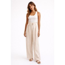 Banana Republic Linen-Blend Striped Paperbag Pant Size 10 NWT