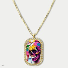Stunning Skeleton Graffiti Skull Fashion Pendant Necklace Chain Image Dog Tag Ch