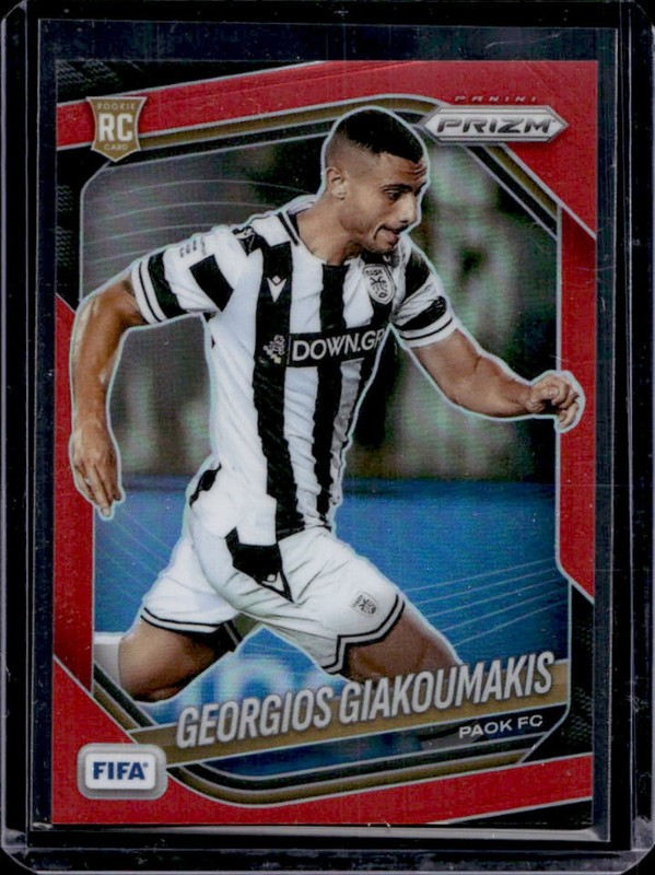 2025-26 Panini Prizm FIFA Georgios Giakoumakis RC Red Prizm Rookie #/149