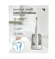 NIB Sharper Image Sealed Sonic Toothbrush UV Sanitizer 3 Cleaning Modes