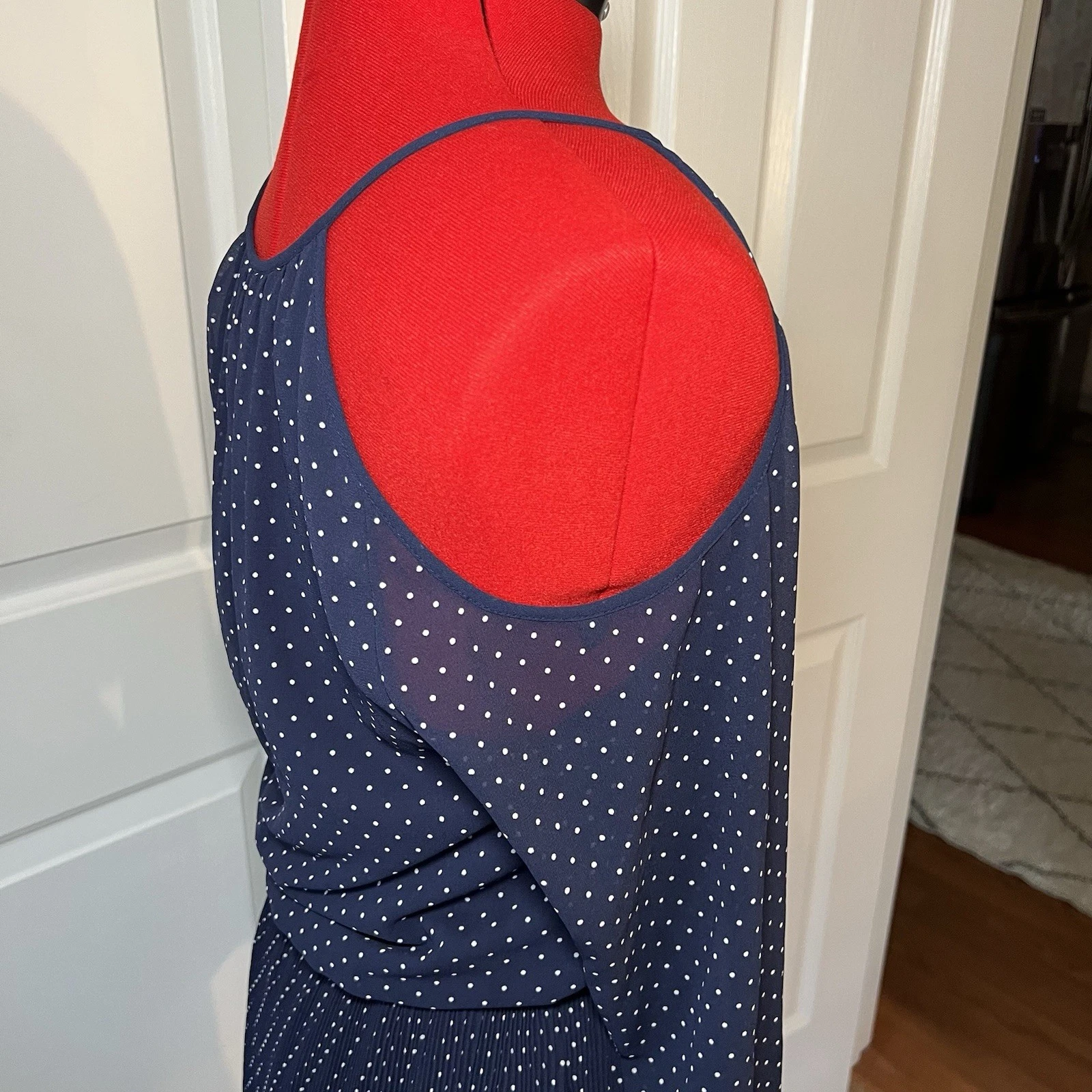 MICHAEL KORS Abito da donna blu navy Kors a pois a tracolla fredda taglia XS