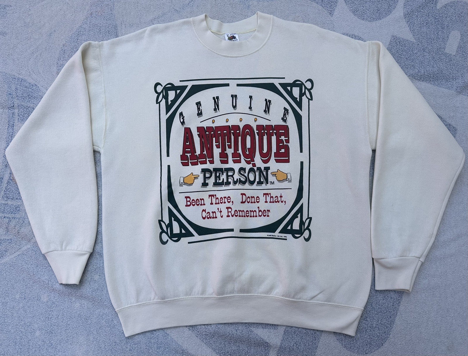 Vintage 1993 Genuine Antique Person Crewneck Sweatshirt Size