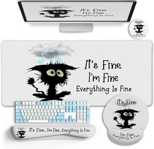 Desk Mat Set, Large Gaming Mouse Pad with Wrist Rest, Ergonomic Mouse Pad Keyboa