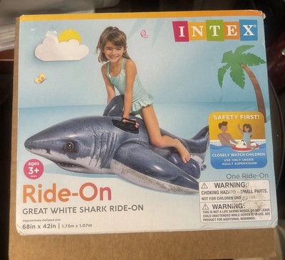 INTEX Inflatable Ride On GREAT WHITE SHARK Swimming Pool Float Toy 68