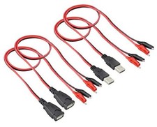 USB to Alligator Clip Adapter Cable - Jumper Probe Test Wire 24AWG Red Black