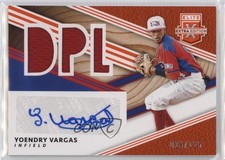 2020 Elite Extra Edition DPL Material Signatures Orange Yoendry Vargas Auto 2t9
