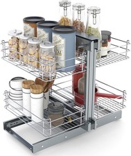 Blind Corner Pull Out Organizer for 900mm Cabinet, 2-Tier Kitchen Corner Pull