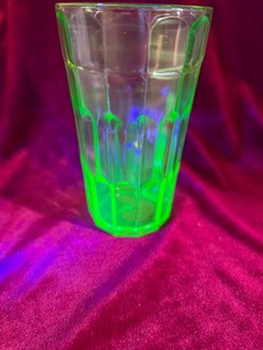 Hazel Atlas Moderntone Green Uranium Glass Drinking Tumbler