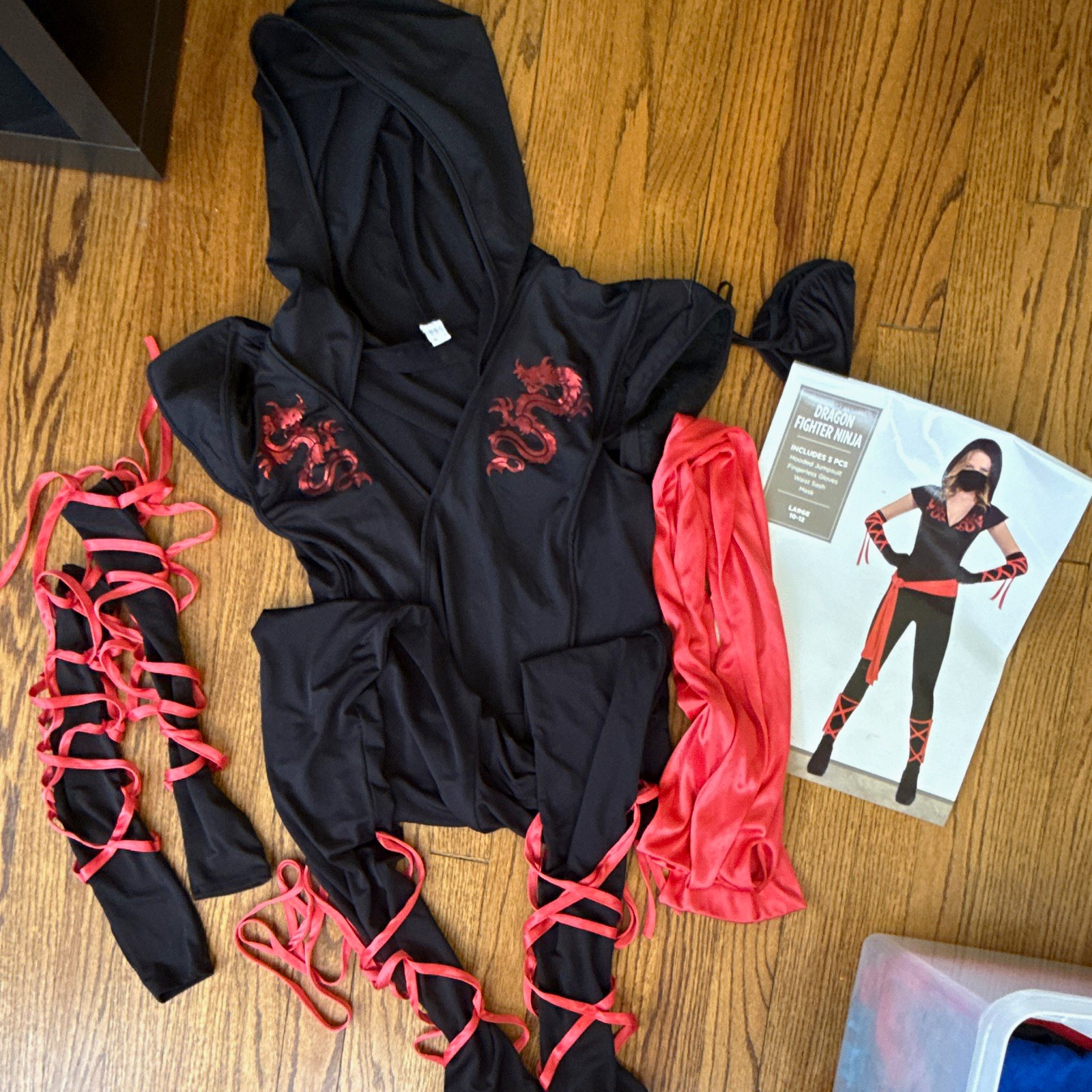 Conjunto de mono con capucha disfraz de ninja luchador dragón grande para mujer