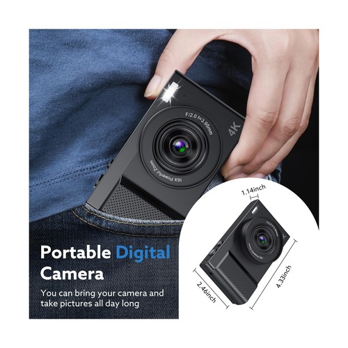 Malicali E6 4K Vlogging Camera - 64MP, 64GB Card, Flip Screen - Picture 7 of 8
