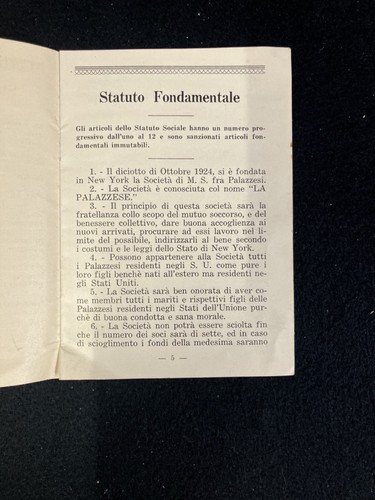 1924 NUEVA YORK SOCIEDAD ITALIANA DE AYUDA MUTUA, PALAZZO CANAVESE TURÍN ITALIA, ADMISIÓN - Imagen 3 de 6